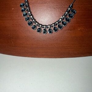 Touchstone Crystal Silver Necklace with Blue Accents